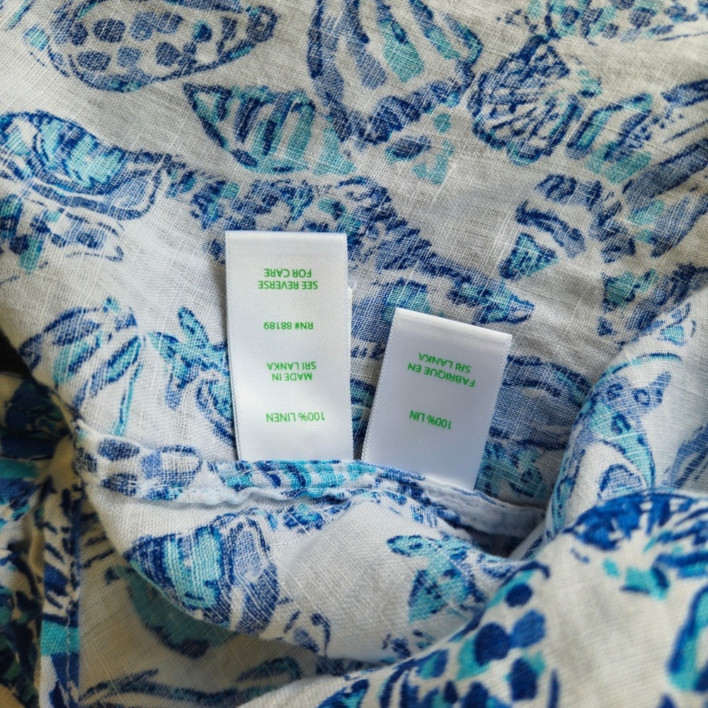 Lilly Pulitzer Sz XL Sea View Seashell Starfish 100% Linen Beachy Coastal Travel - Picture 5 of 8